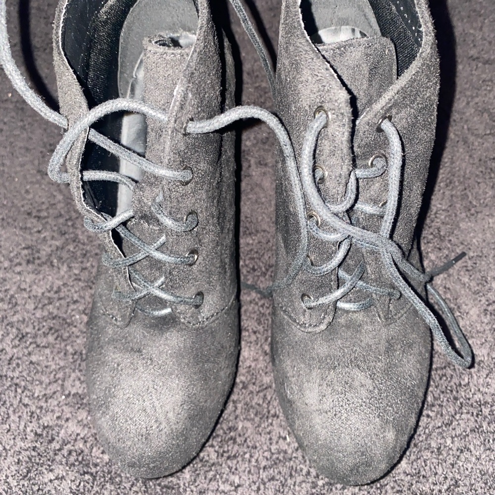 Forever 21 Charcoal Lace Up Boots